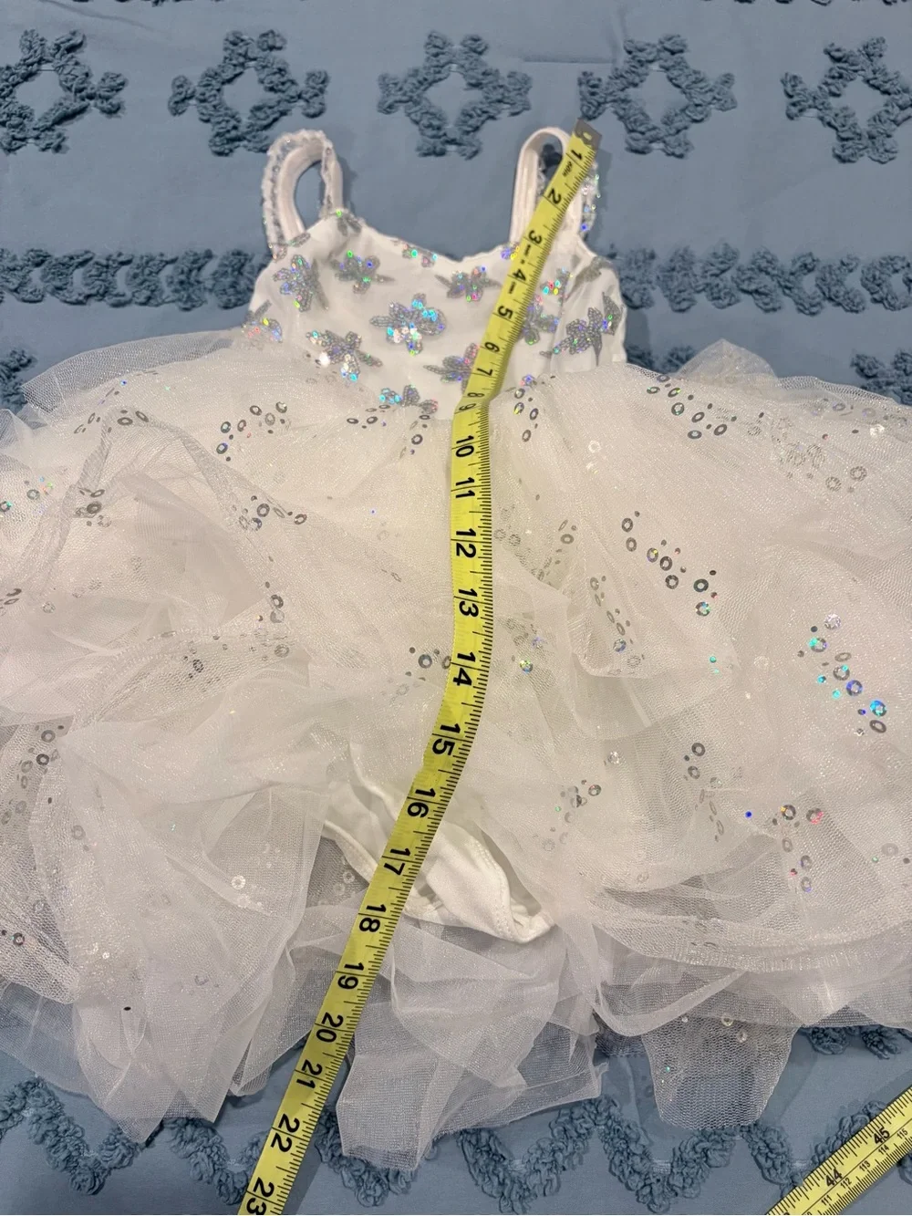 White Silver Sequin Tutu Dance Costume Child Small